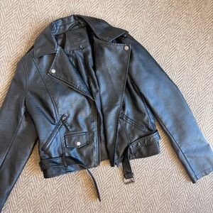 Max Studio Black Leather Women's Jacket Size Medium
